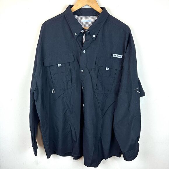 Columbia PFG Black Long Sleeve Button Shirt‎ Men’s XXL Read - Picture 1 of 9
